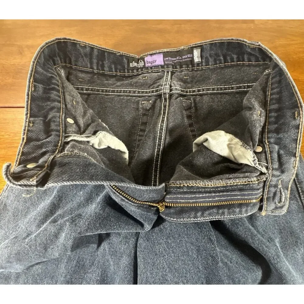 Vtg 1991 Levis SilverTab Baggy Jeans 30x30 Made in USA Dark Wash 90s Skater